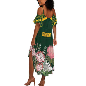 Personalized South Africa With Afro King Protea Summer Maxi Dress Kente Patterns