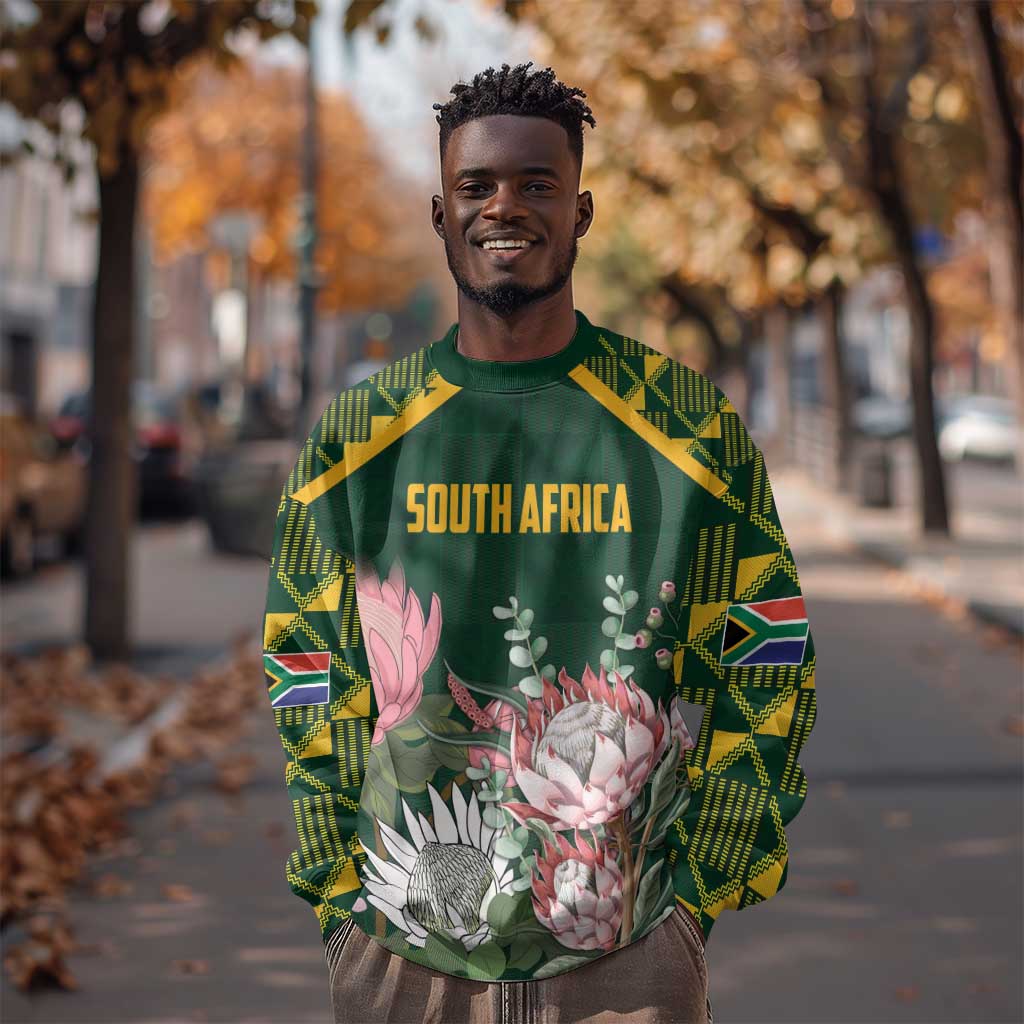 Personalized South Africa With Afro King Protea Sweatshirt Kente Patterns