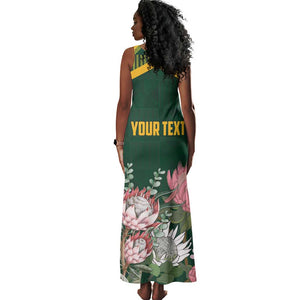 Personalized South Africa With Afro King Protea Tank Maxi Dress Kente Patterns