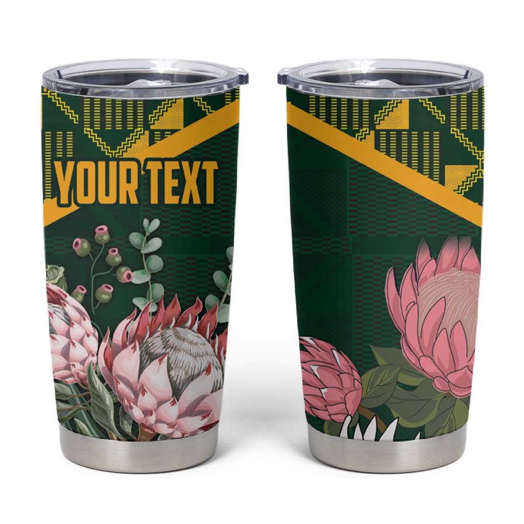 Personalized South Africa With Afro King Protea Tumbler Cup Kente Patterns