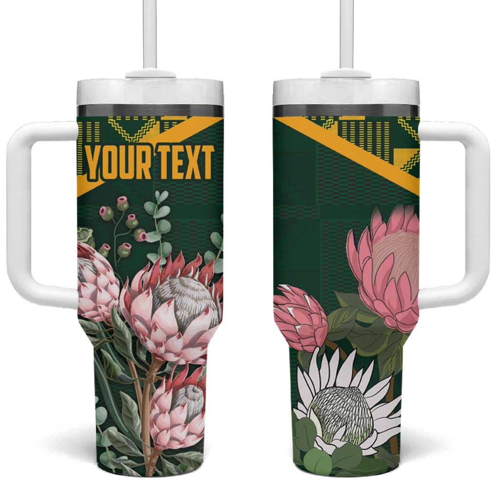 Personalized South Africa With Afro King Protea Tumbler With Handle Kente Patterns