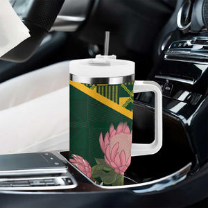 Personalized South Africa With Afro King Protea Tumbler With Handle Kente Patterns