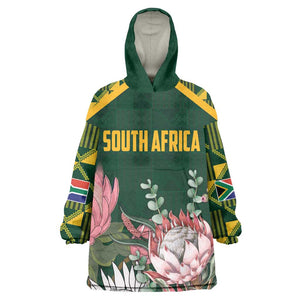 Personalized South Africa With Afro King Protea Wearable Blanket Hoodie Kente Patterns