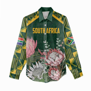 Personalized South Africa With Afro King Protea Women Casual Shirt Kente Patterns