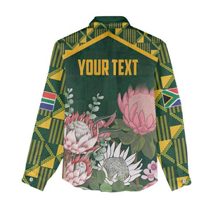 Personalized South Africa With Afro King Protea Women Casual Shirt Kente Patterns