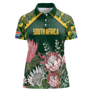 Personalized South Africa With Afro King Protea Women Polo Shirt Kente Patterns