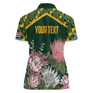 Personalized South Africa With Afro King Protea Women Polo Shirt Kente Patterns