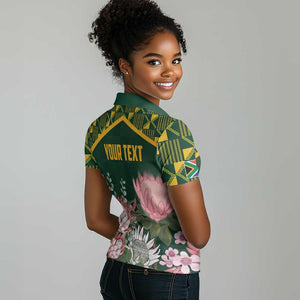 Personalized South Africa With Afro King Protea Women Polo Shirt Kente Patterns