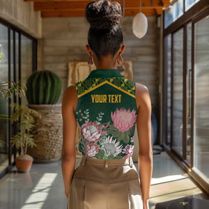 Personalized South Africa With Afro King Protea Women Sleeveless Polo Shirt Kente Patterns