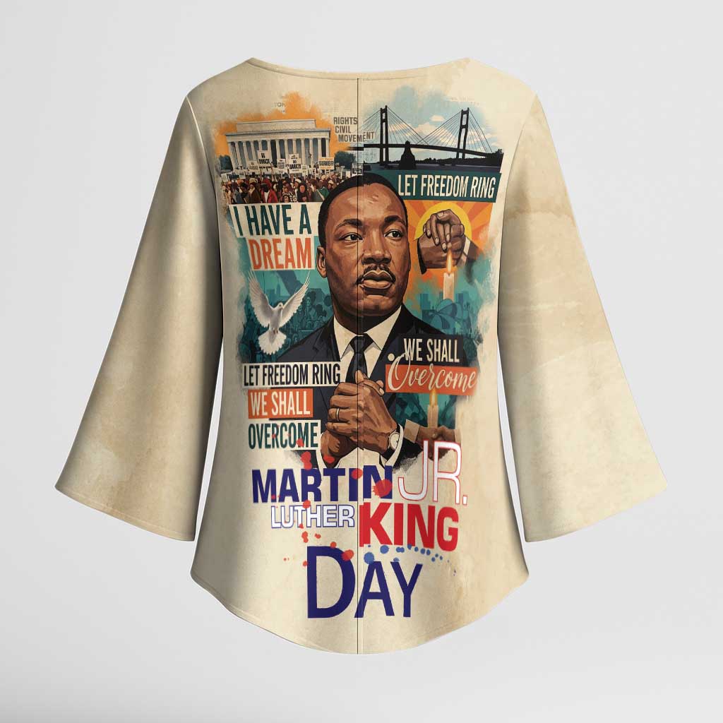 Martin Luther King MLK Kimono Sleeve Blouse I Have a Dream Vintage Art - African Pride