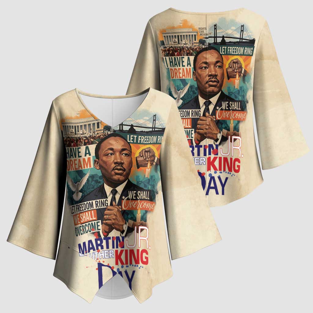 Martin Luther King MLK Kimono Sleeve Blouse I Have a Dream Vintage Art - African Pride
