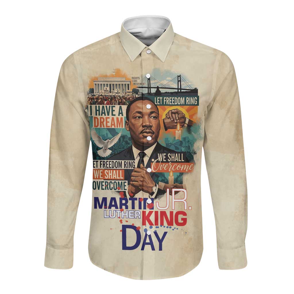 Martin Luther King MLK Long Sleeve Button Shirt I Have a Dream Vintage Art - African Pride