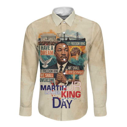 Martin Luther King MLK Long Sleeve Button Shirt I Have a Dream Vintage Art - African Pride
