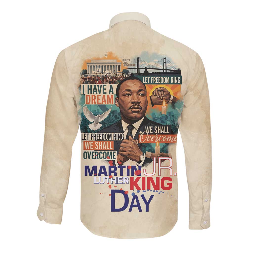 Martin Luther King MLK Long Sleeve Button Shirt I Have a Dream Vintage Art - African Pride