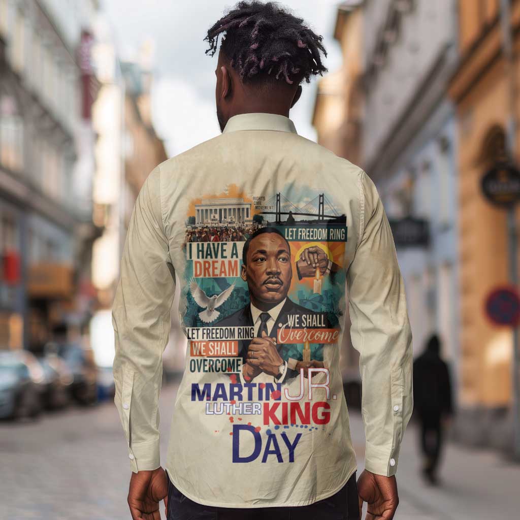 Martin Luther King MLK Long Sleeve Button Shirt I Have a Dream Vintage Art - African Pride