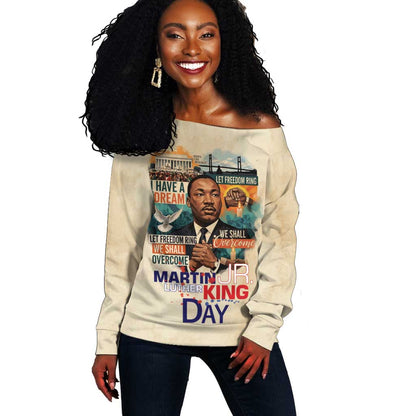 Martin Luther King MLK Off Shoulder Sweater I Have a Dream Vintage Art - African Pride