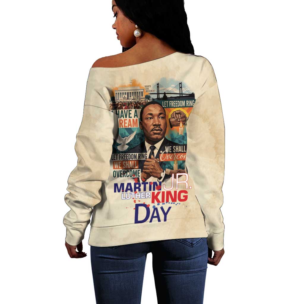 Martin Luther King MLK Off Shoulder Sweater I Have a Dream Vintage Art - African Pride