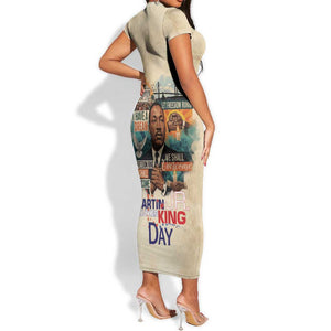 Martin Luther King MLK Short Sleeve Bodycon Dress I Have a Dream Vintage Art - African Pride