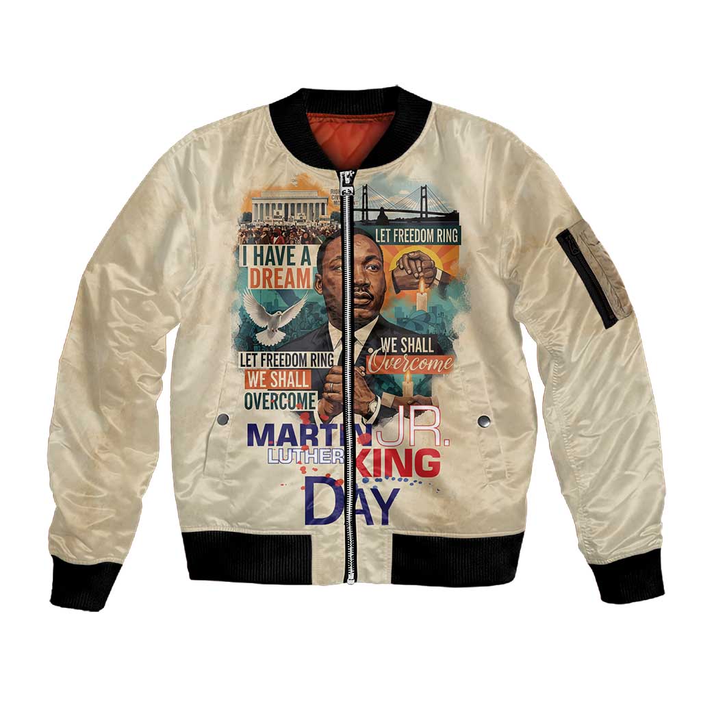 Martin Luther King MLK Sleeve Zip Bomber Jacket I Have a Dream Vintage Art - African Pride