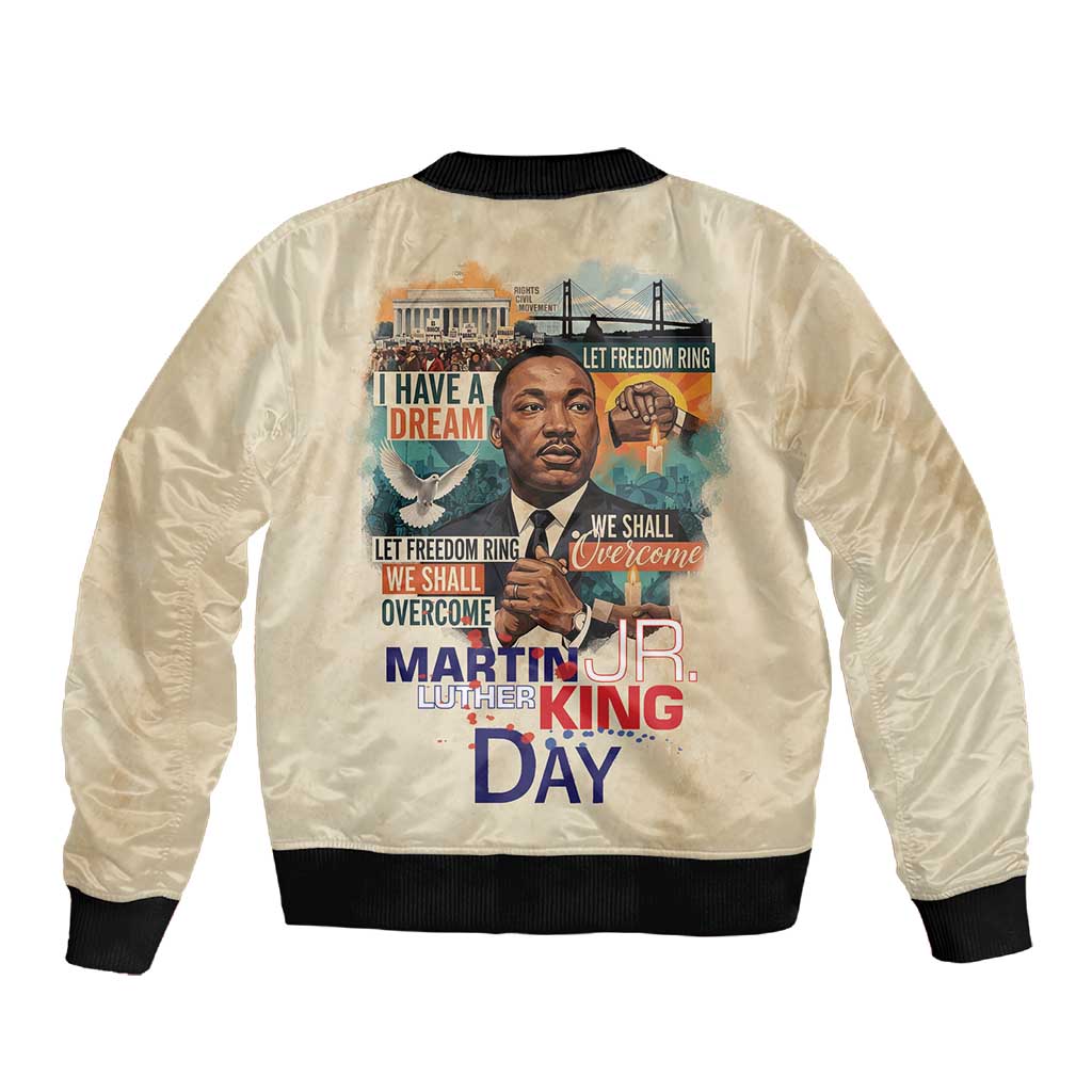 Martin Luther King MLK Sleeve Zip Bomber Jacket I Have a Dream Vintage Art - African Pride