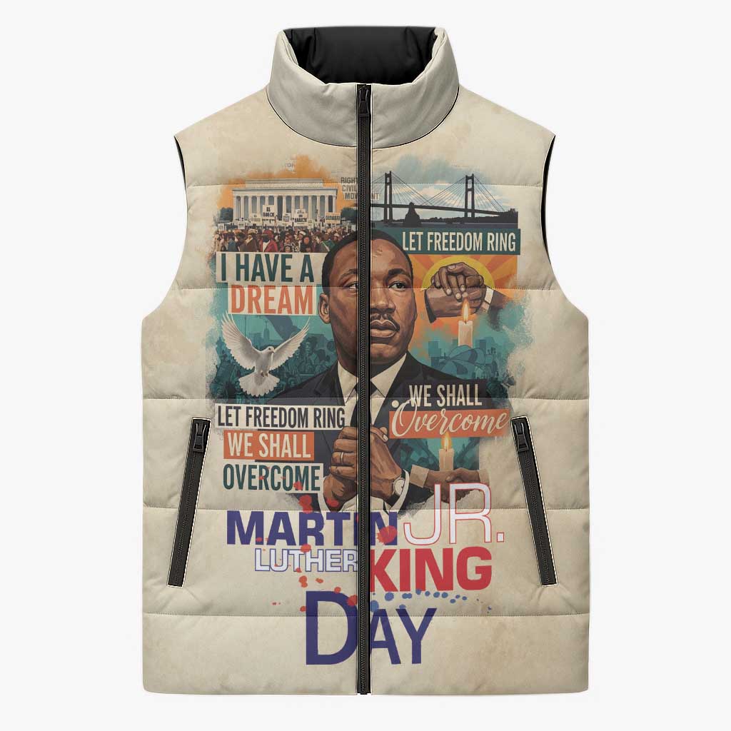 Martin Luther King MLK Sleeveless Puffer Jacket I Have a Dream Vintage Art - African Pride