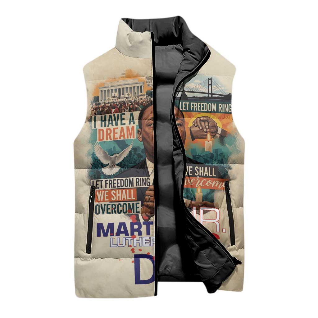 Martin Luther King MLK Sleeveless Puffer Jacket I Have a Dream Vintage Art - African Pride