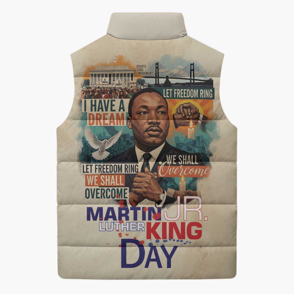 Martin Luther King MLK Sleeveless Puffer Jacket I Have a Dream Vintage Art - African Pride