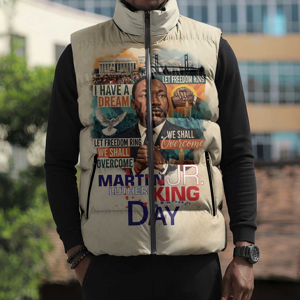 Martin Luther King MLK Sleeveless Puffer Jacket I Have a Dream Vintage Art - African Pride
