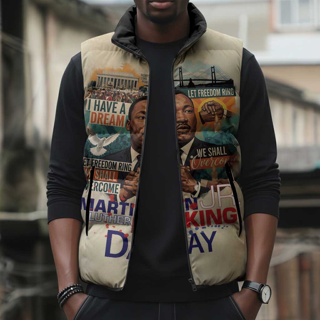 Martin Luther King MLK Sleeveless Puffer Jacket I Have a Dream Vintage Art - African Pride
