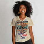 Martin Luther King MLK Women V-Neck T-Shirt I Have a Dream Vintage Art - African Pride