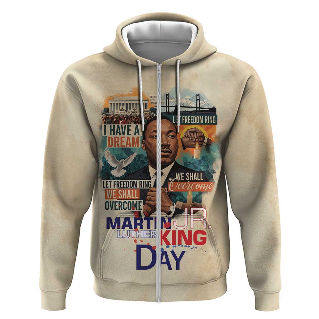 Martin Luther King MLK Zip Hoodie I Have a Dream Vintage Art - African Pride
