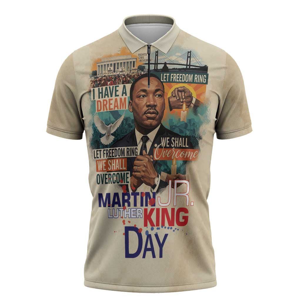 Martin Luther King MLK Zipper Polo Shirt I Have a Dream Vintage Art - African Pride