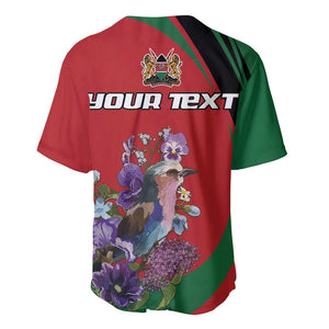 Personalized Afro Kenya Lilac Breasted Roller Baseball Jersey With Violet Flowers