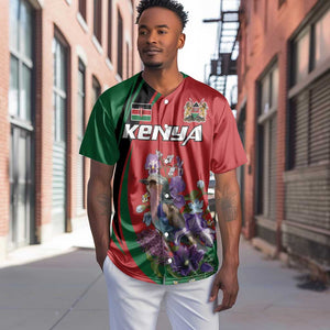 Personalized Afro Kenya Lilac Breasted Roller Baseball Jersey With Violet Flowers