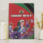 Personalized Afro Kenya Lilac Breasted Roller Canvas Wall Art With Violet Flowers