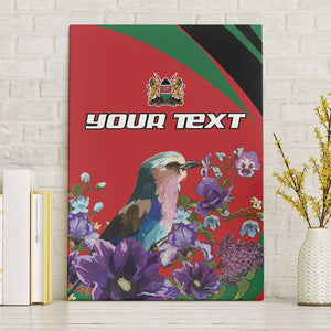 Personalized Afro Kenya Lilac Breasted Roller Canvas Wall Art With Violet Flowers