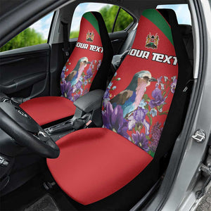 Personalized Afro Kenya Lilac Breasted Roller Car Seat Cover With Violet Flowers