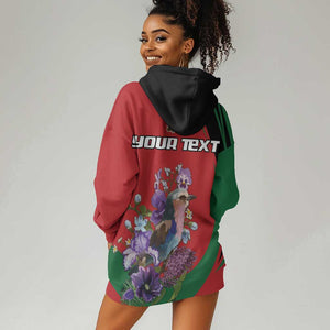 Personalized Afro Kenya Lilac Breasted Roller Hoodie Dress With Violet Flowers