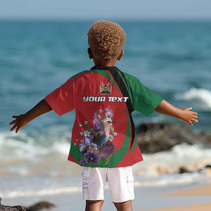 Personalized Afro Kenya Lilac Breasted Roller Kid Hawaiian Shirt With Violet Flowers