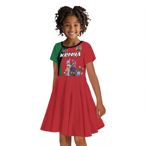 Personalized Afro Kenya Lilac Breasted Roller Kid Short Sleeve Dress With Violet Flowers