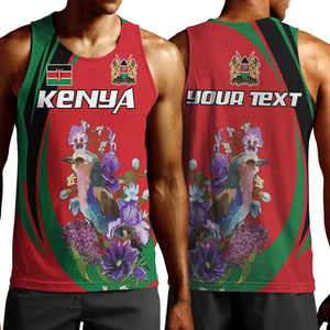 Personalized Afro Kenya Lilac Breasted Roller Men Tank Top With Violet Flowers