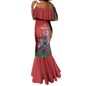 Personalized Afro Kenya Lilac Breasted Roller Mermaid Dress With Violet Flowers