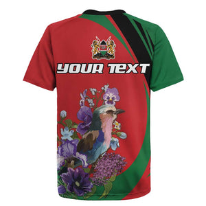 Personalized Afro Kenya Lilac Breasted Roller Rugby Jersey With Violet Flowers