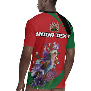 Personalized Afro Kenya Lilac Breasted Roller Rugby Jersey With Violet Flowers