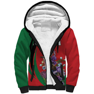 Personalized Afro Kenya Lilac Breasted Roller Sherpa Hoodie With Violet Flowers