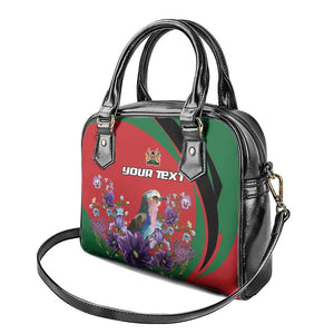 Personalized Afro Kenya Lilac Breasted Roller Shoulder Handbag With Violet Flowers