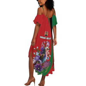 Personalized Afro Kenya Lilac Breasted Roller Summer Maxi Dress With Violet Flowers