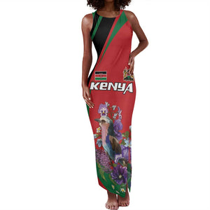 Personalized Afro Kenya Lilac Breasted Roller Tank Maxi Dress With Violet Flowers