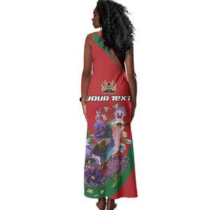 Personalized Afro Kenya Lilac Breasted Roller Tank Maxi Dress With Violet Flowers