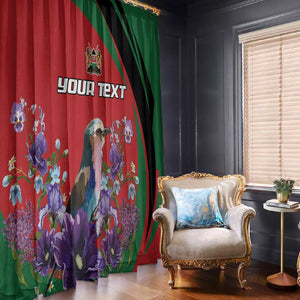 Personalized Afro Kenya Lilac Breasted Roller Window Curtain With Violet Flowers